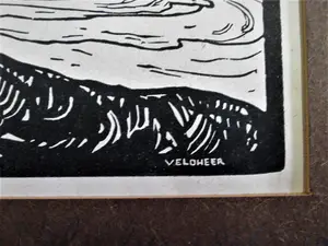 Jaap Veldheer - Magnifiek Grafiek - omstreeks 1930 - grote Houtsnede "oude wilg" kopen? Bied vanaf 37!