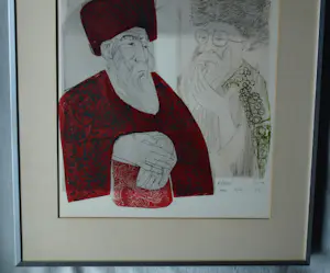 Abraham Yakin - Ingelijste kleurenets , Joodse mensen – E/A nr. 42/48 – 78 x 48 cm. kopen? Bied vanaf 80!