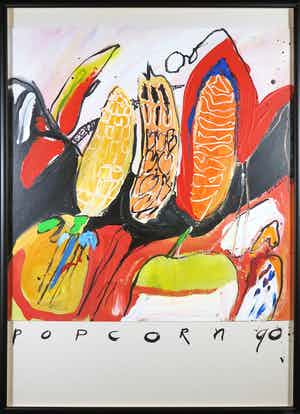 Miriam Slaats - Acryl op karton, Popcorn - Ingelijst (Groot) verkocht voor € 1!