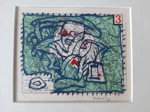 Pierre Alechinsky - Paris, Arrondissement 3 - ingelijste litho - 1983 - oplage 99 verkocht voor € 600!