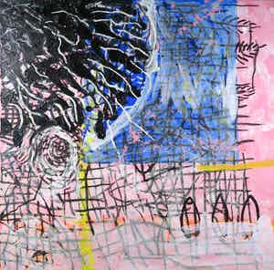 Rachid Ben Ali - Gemengde techniek op doek, Zonder titel (Groot) verkocht voor € 250!