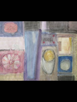 Will Leewens - Abstracte compositie in vormen - Aquarel kopen? Bied vanaf 1!