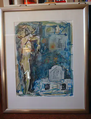 Peter B. van Houten - De schilder jongleert -acryl 1997- kopen? Bied vanaf 150!