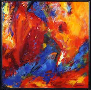 Marijke van der Windt - Acryl op paneel, Zonder titel - Ingelijst verkocht voor € 50!