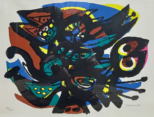 Anton Rooskens - Vogelfiguren, zeefdruk (netjes ingelijst, best groot) kopen? Bied vanaf 350!