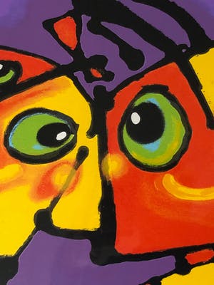 Ad Verstijnen - Zeefdruk, Broer en Zus - Ingelijst (passe-partout / met glasschade) kopen? Bied vanaf 150!