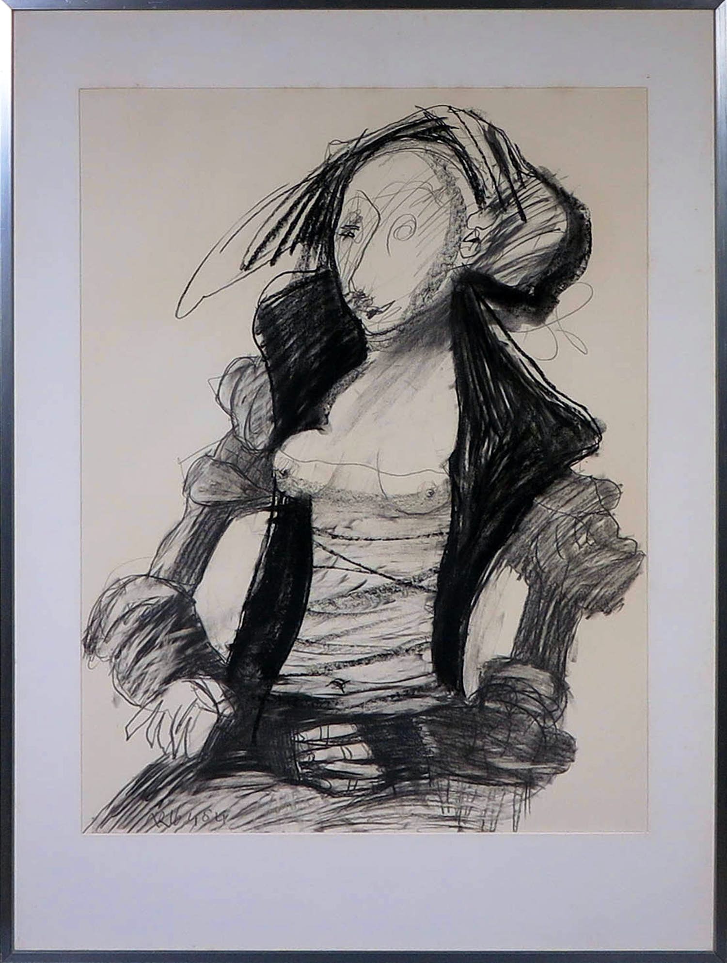 Aart Roos - Gemengde techniek, Zonder titel - Ingelijst verkocht voor € 50!