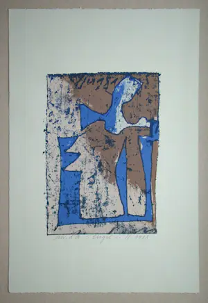 Franz Eggenschwiler - Engel - 1988 - Originele houtsnede, handgesigneerd kopen? Bied vanaf 120!