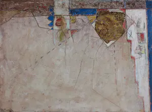 Henk Munnik - Acryl, viltstift en zand op paneel, Zonder titel - Ingelijst kopen? Bied vanaf 150!