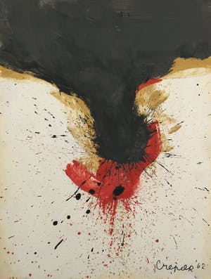 Jan Cremer - Gouache en Oost-Indische inkt op paneel, Abstracte compositie - Ingelijst kopen? Bied vanaf 800!