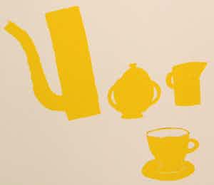 Klaas Gubbels - Zeefdruk: Kannen en kop geel - 2005 verkocht voor € 275!