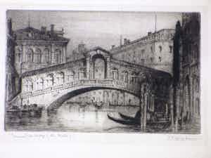 James Alphege Brewer - Rialtobrug Venetië - Ets verkocht voor € 40!