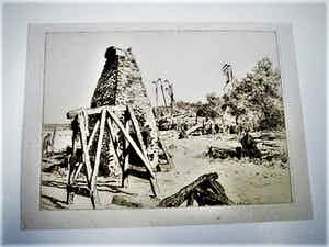 Willem Bastiaan Tholen - Omstreeks 1900 - Grote Ets - Zelfportret / de Philosoof verkocht voor € 38!