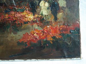 Jan Bevort - Olieverf op doek , Bloemenmarkt Singel Amsterdam – restauratieproject – 70x80 cm kopen? Bied vanaf 75!