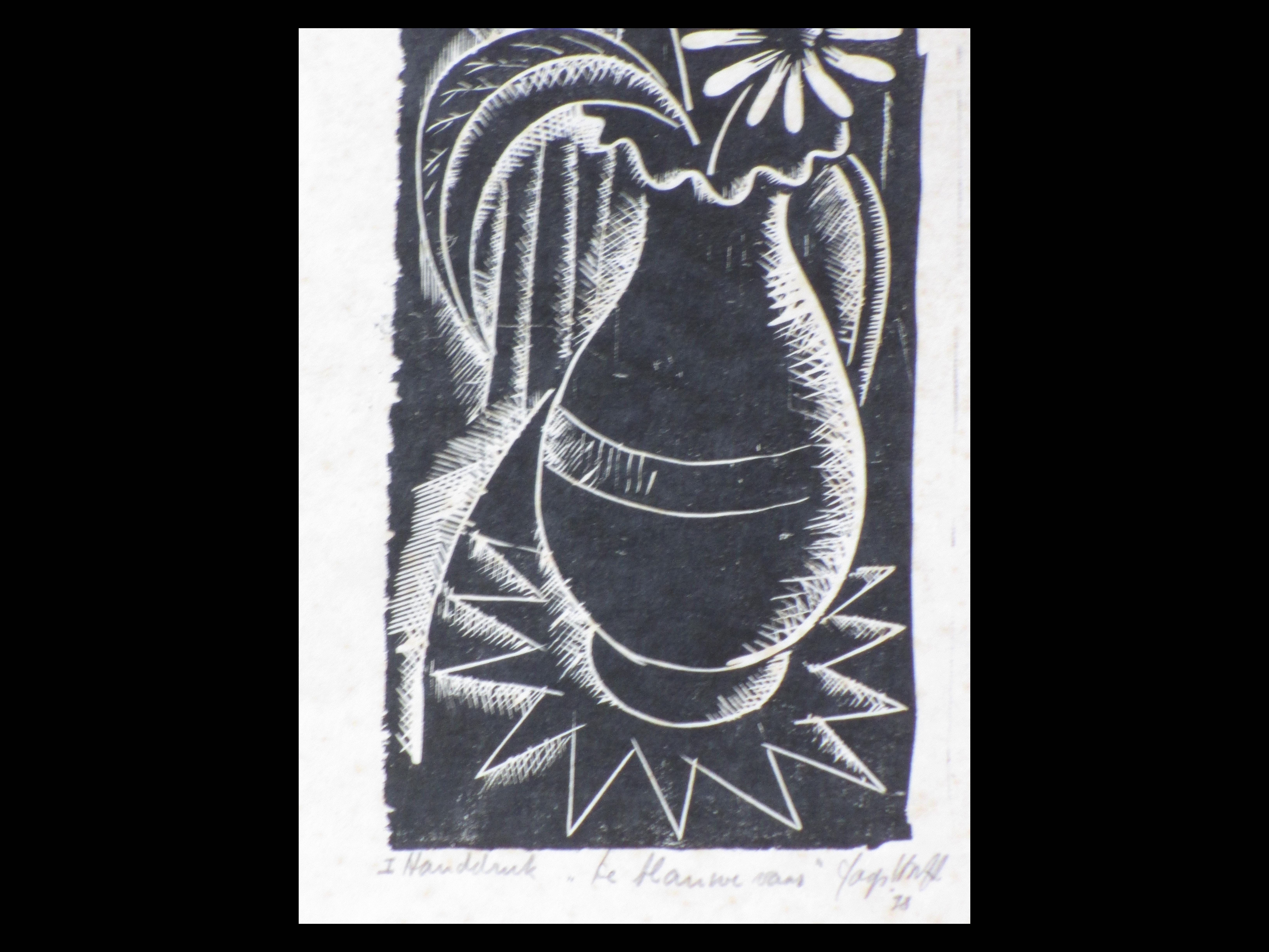 Niet of onleesbaar gesigneerd - Bloemen in vaas - Houtsnede kopen? Bied vanaf 1!