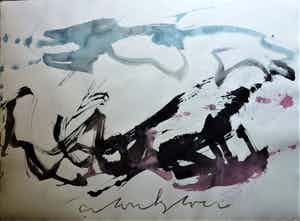 Anton Heyboer - Abstracte compositie . Sierlijk werk van Anton Heyboer . verkocht voor € 200!