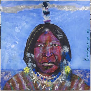 Espen Hagen - Olieverf en spuitbus op doek, Indiaan (Zeer groot) kopen? Bied vanaf 500!