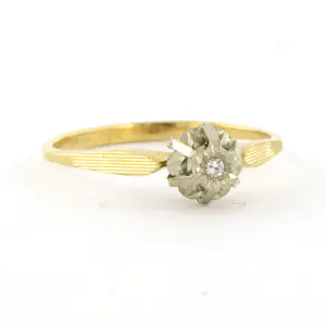 14k bicolour gouden solitair ring met single cut geslepen diamant tot.0.02ct kopen? Bied vanaf 100!