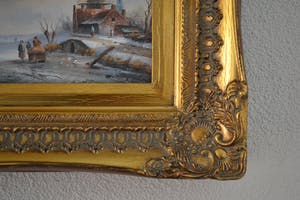 Niet of onleesbaar gesigneerd - Hollands winterlandschap - Olieverf op paneel - Gesigneerd kopen? Bied vanaf 10!