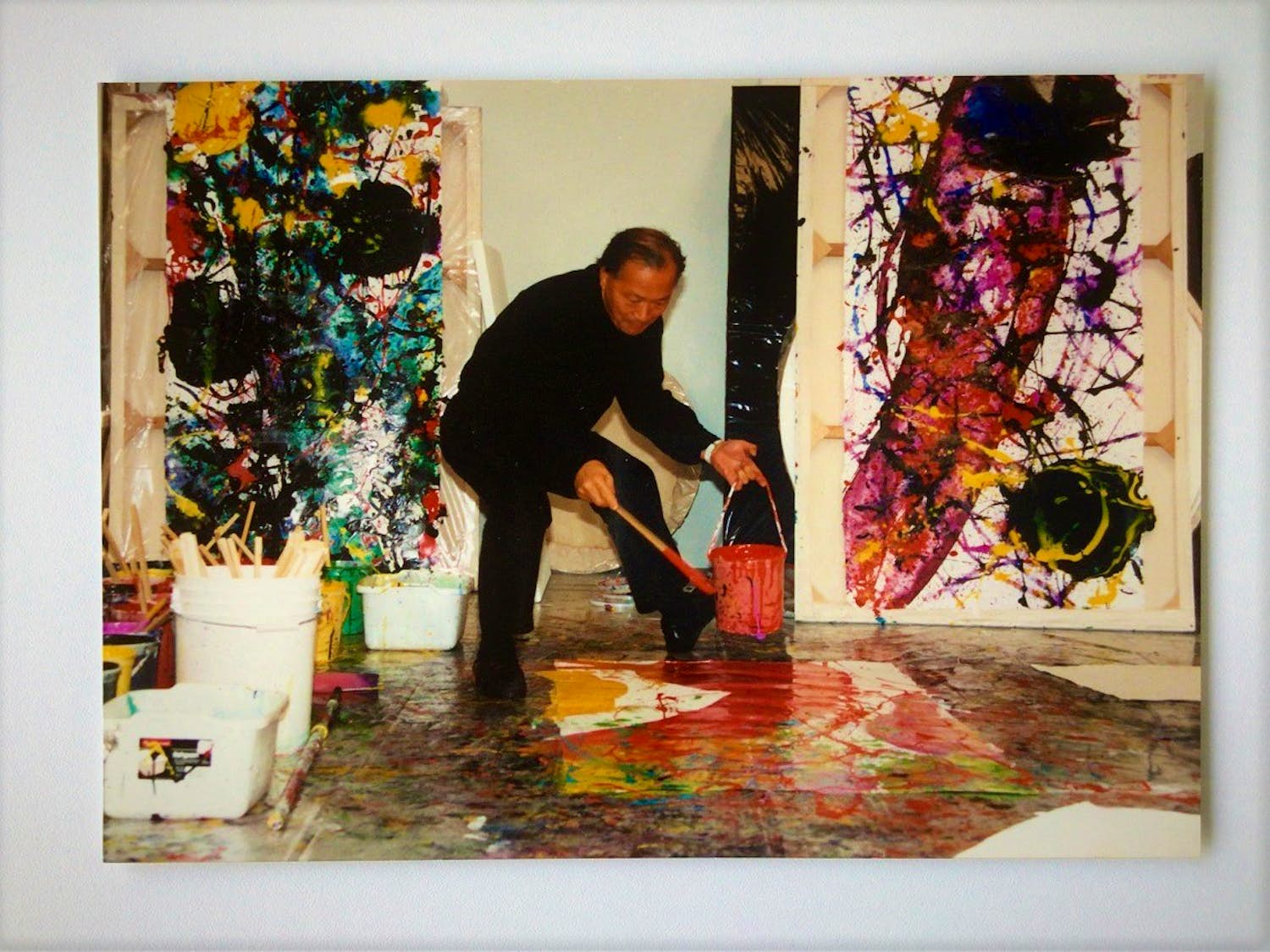 Walasse Ting - Werkt in Atelier Sam Francis - 5 originele foto's - 3 professionele dia's verkocht voor € 60!