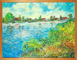 Jan Dekker - Olieverf op doek, Zomers Noord-Holland - Ingelijst verkocht voor € 60!
