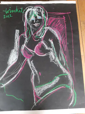 Michael Winkel - Krijttekening, vrouwelijk schoon kopen? Bied vanaf 35!