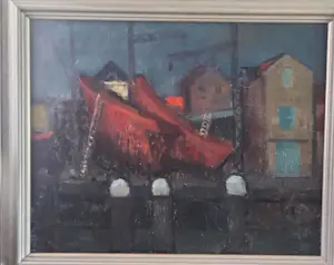 Otto B. de Kat - Haven/werf bij nacht kopen? Bied vanaf 950!