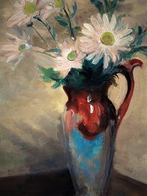 Niet of onleesbaar gesigneerd - Fraai omstreeks 1900 geschilderd olieverf "Voorjaarsboeket Margrieten" gesigneer kopen? Bied vanaf 10!