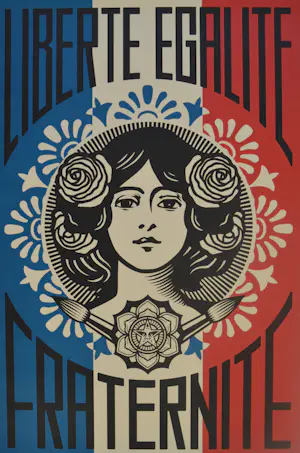 AcheterShepard Fairey - LIBERTÉ, ÉGALITÉ, FRATERNITÉ - gesigneerd? Enchérissez de 1!