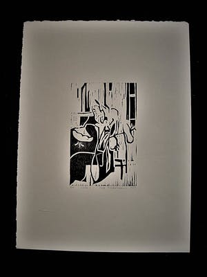 Ina Brekelmans - Verstilde kleine oplage (15) Houtsnede op papier "Lelie's" gesigneerd kopen? Bied vanaf 26!