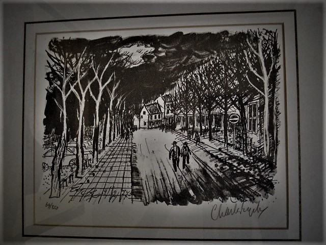 Charles Eyck - gesigneerde Houtsnede "Limburg dorpsstraat met personen bij avond" 1977 kopen? Bied vanaf 1!