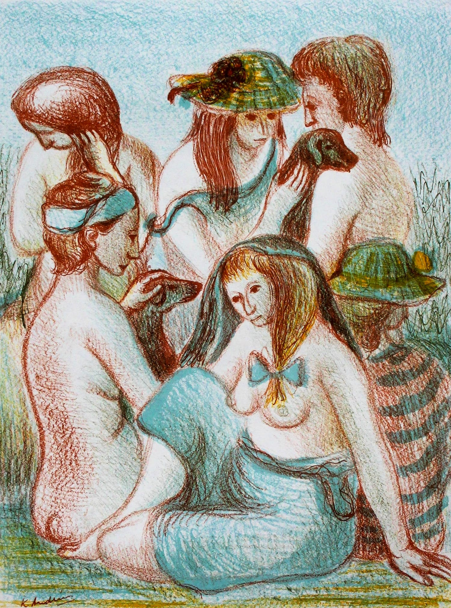 Kees Andrea - litho: de baadsters I kopen? Bied vanaf 35!