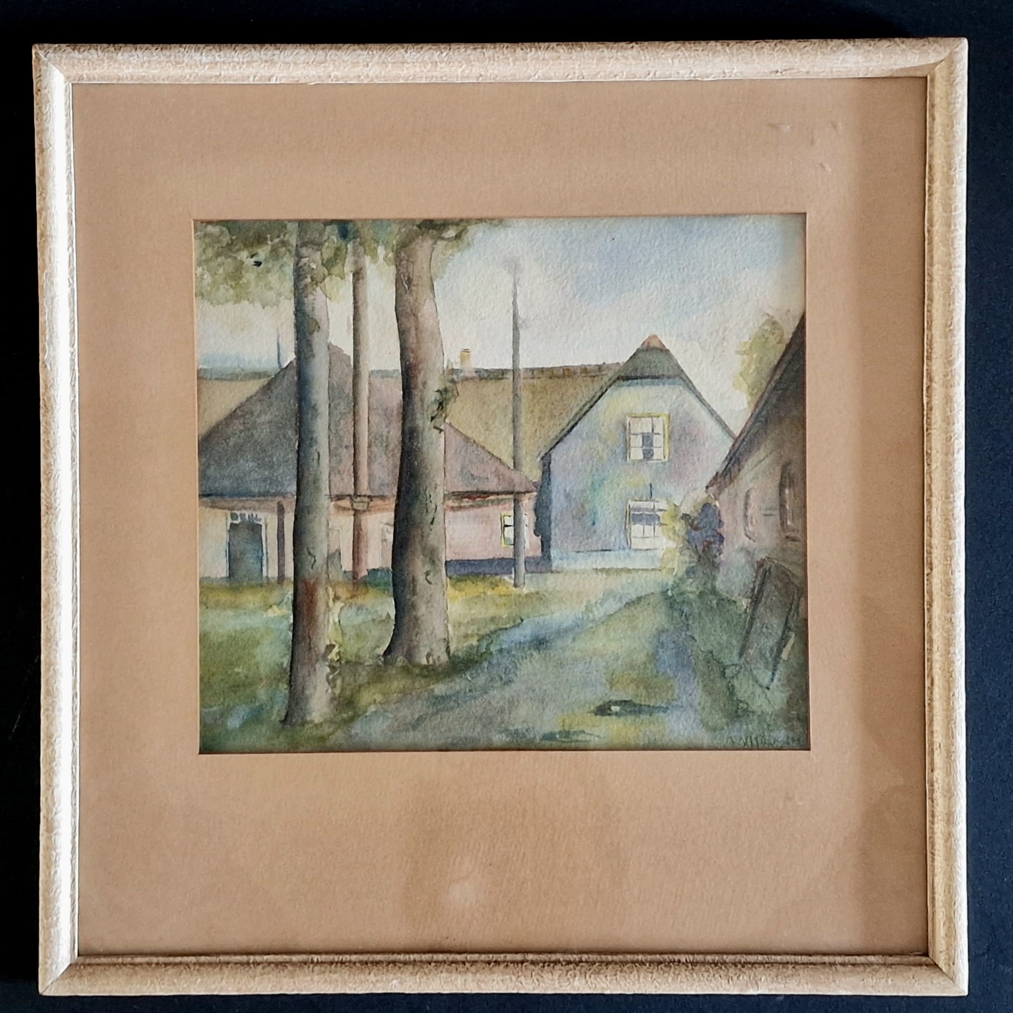 Dolf Bausch - Uniek oorlogsdocument: Sfeervol aquarel boerenerf kopen? Bied vanaf 75!