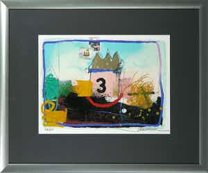 Theo Koster - Zeefdruk en collage, Zonder titel - Ingelijst verkocht voor € 1!