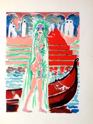 Kees van Dongen - Houtgravure - 1955 - "Gerbe -de - Perles " - uit " 1001 nacht " ready to frame kaufen? Bieten Sie von 60!