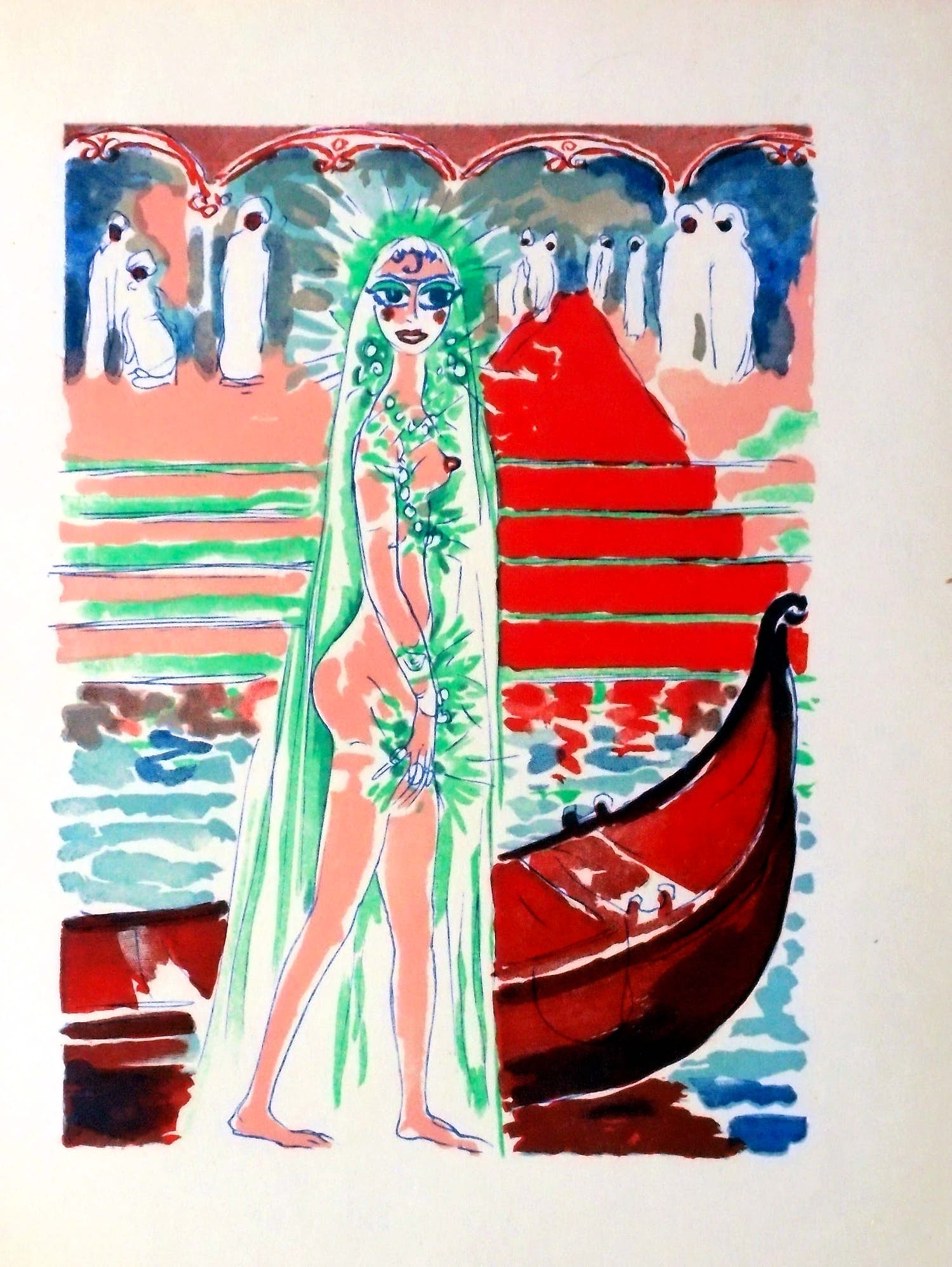 Kees van Dongen - Houtgravure - 1955 - "Gerbe -de - Perles " - uit " 1001 nacht " ready to frame kopen? Bied vanaf 60!