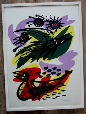 Anton Rooskens - Ingelijste zeefdruk: "Vogels" - 1972 kopen? Bied vanaf 350!