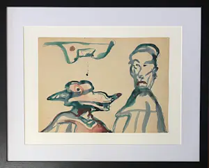 Buy Lucebert - Originele ingelijste aquarel - 1973? Bid from 2500!
