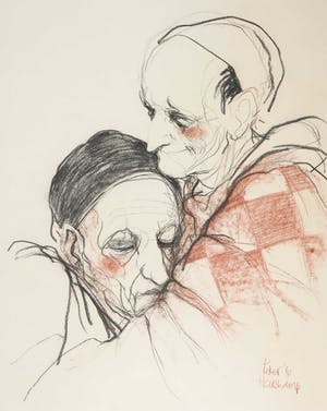 Peter Harskamp - Krijttekening, Twee figuren kopen? Bied vanaf 1!