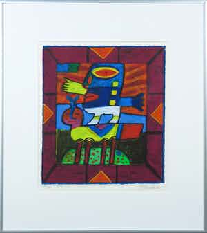 Clemens Briels - Zeefdruk, XIV - Ingelijst verkocht voor € 1!