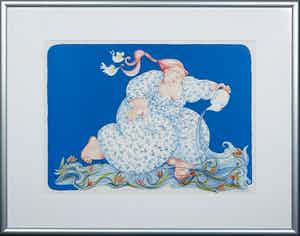 Ada Breedveld - Litho, De Watervrouw- Ingelijst verkocht voor € 40!
