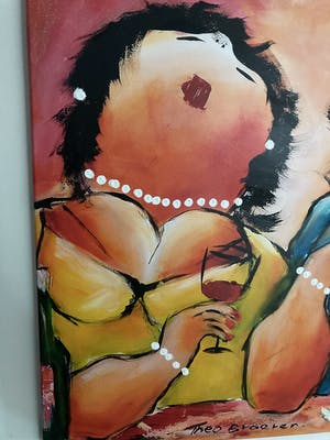 Theo Broeren - Glicée met acryl op doek ‘Keuvelen’ kopen? Bied vanaf 80!