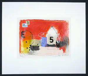 Theo Koster - Zeefdruk en collage, E 5 kopen? Bied vanaf 35!