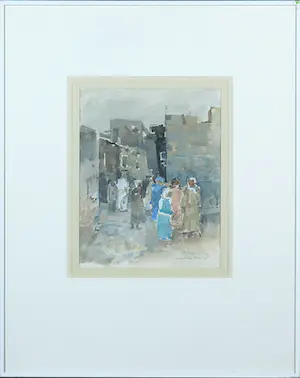 Jan Miechels - Aquarel, Oud Caïro - Ingelijst kopen? Bied vanaf 1!