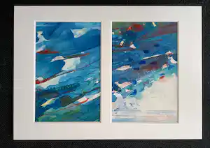 Hens de Jong - 2 ingelijste aquarellen Landschap en Kuststrook vendu pour 40€ !