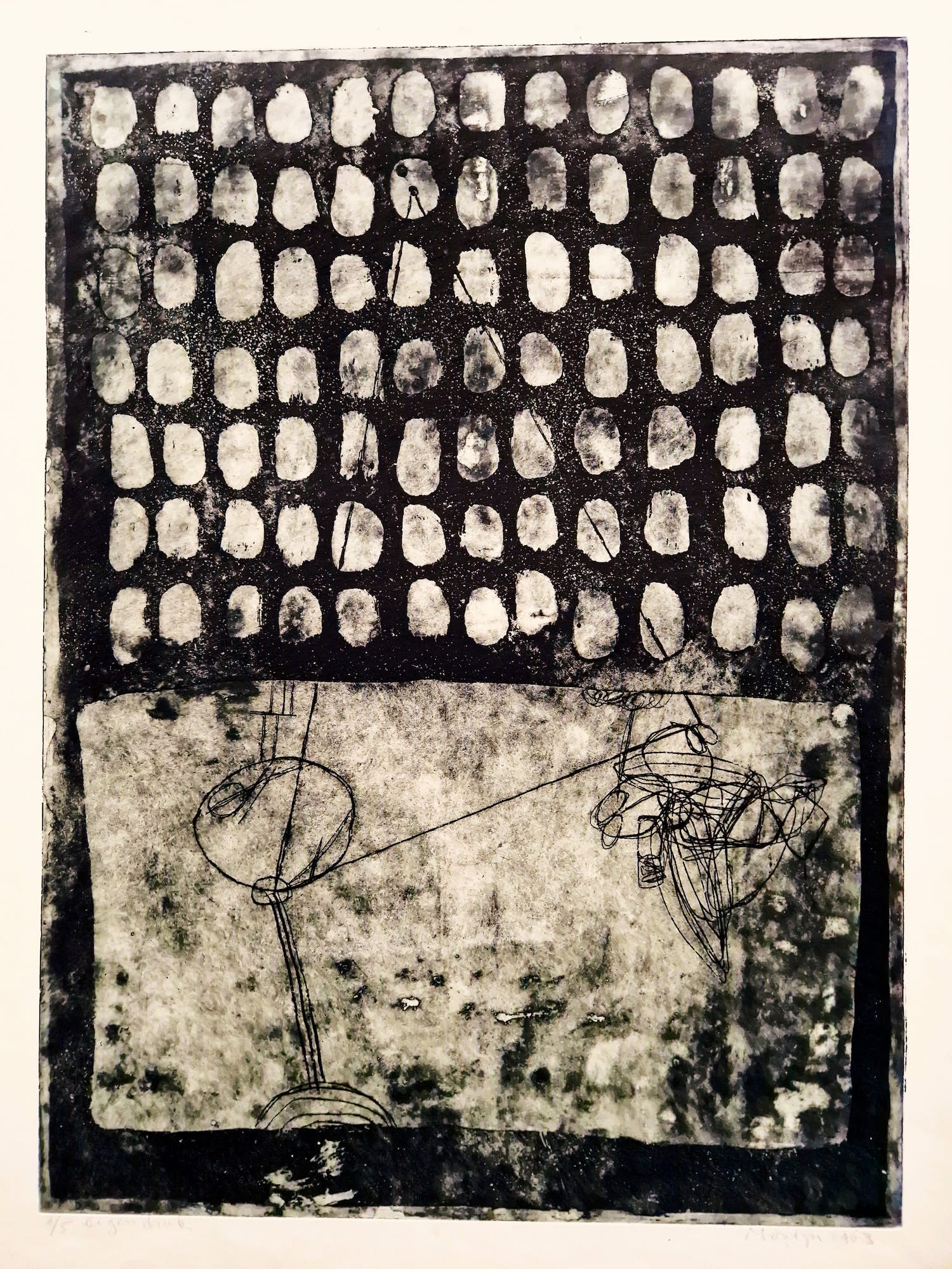 Jan Montyn - Bijzonder! Unica (2/5) eigen druk reliëf Ets/aquatint "1 van een aantal" GROOT! verkocht voor € 70!