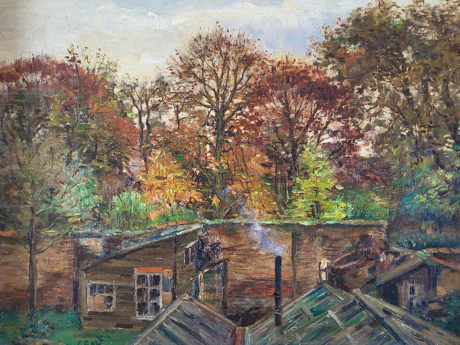 Cornelis Rol - Gezicht op achtertuin. kopen? Bied vanaf 75!