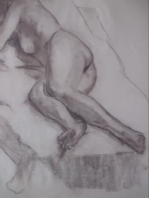 Niet of onleesbaar gesigneerd - Liggend Naakt - Tekening/houtskool kopen? Bied vanaf 1!