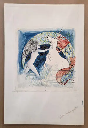 Victor Bouter - Vrouw en Eenhoorn. Naakt. Illustratie voor boek Fidessa van Louis Couperus. kopen? Bied vanaf 119!