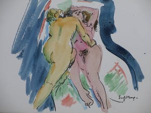 Freek van den Berg - Vriendinnen op het bed - Handgekleurde litho kopen? Bied vanaf 45!